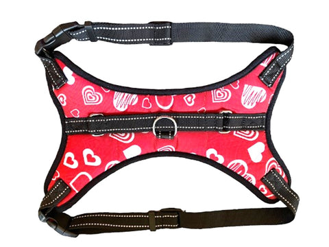 Nakura - Red Heart Dog Harness With Clips - Large