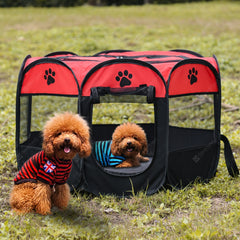 Nakura Collapsible Pet Pen With Carrying Bag - Red - Small