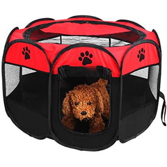 Nakura Collapsible Pet Pen With Carrying Bag - Red - Small