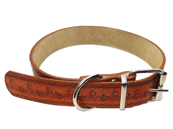 Nakura - PU Leather Adjustable Dog Collar With Metal Clasp - Brown