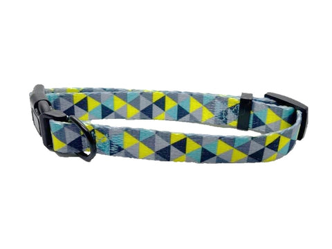 Nakura - Adjustable Cat Or Dog Collar With Clip- Green Triangles