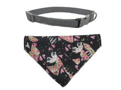 Pet Bandana With Collar - Black With Kittens