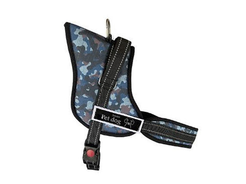 Nakura Senior Dog Harness With Removable Patches - Blue Camo - Large