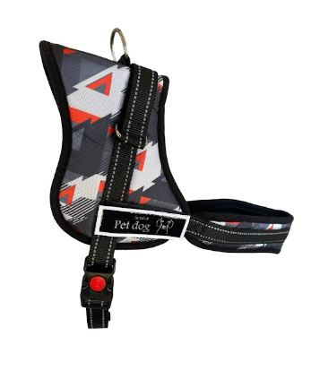Nakura Senior Dog Harness With Removable Patches - Grey And Red - Large